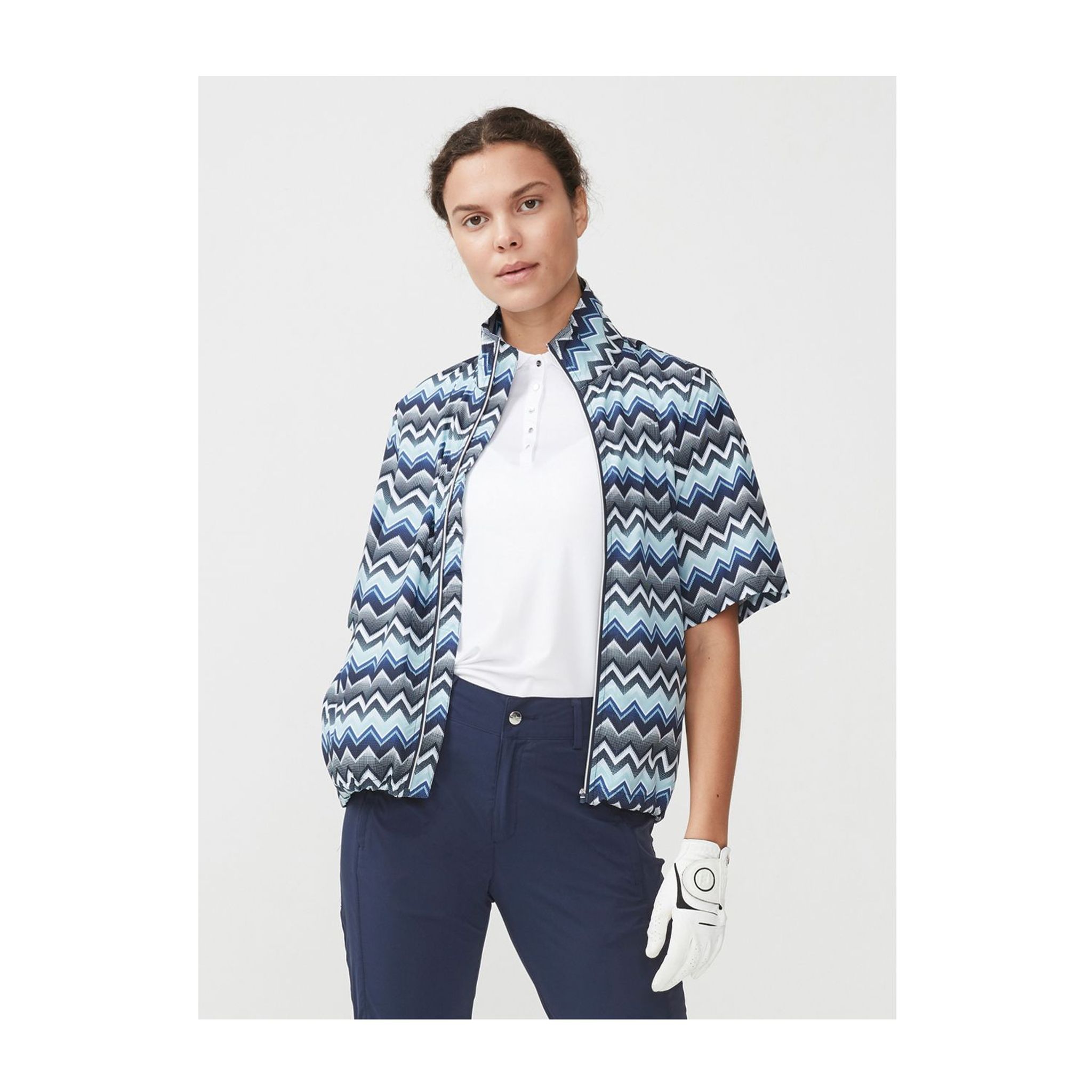 Röhnisch Pocket SS Wind Jacket Zigzag Blue Damen