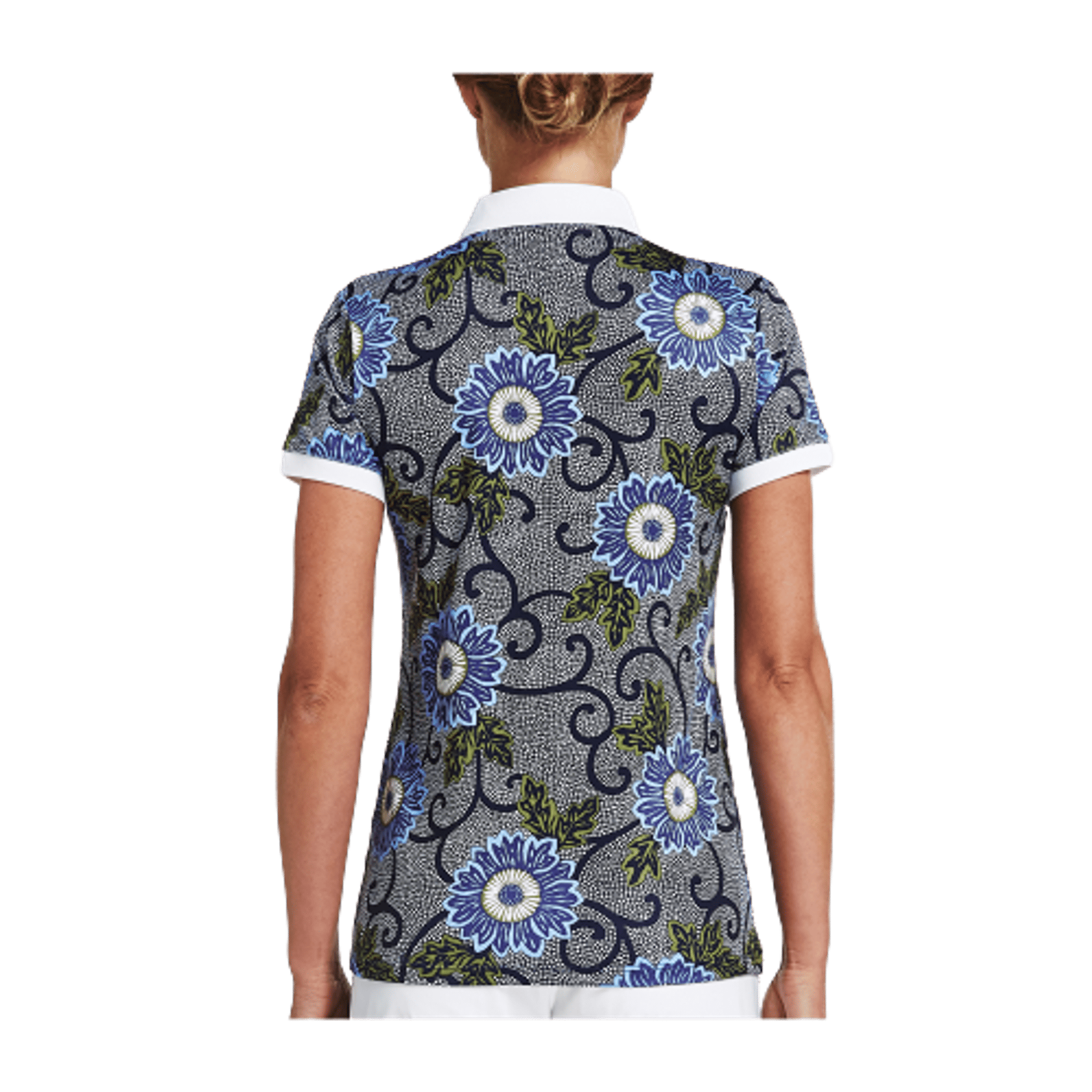 Röhnisch Polo AOP Blau Massai Flower Damen