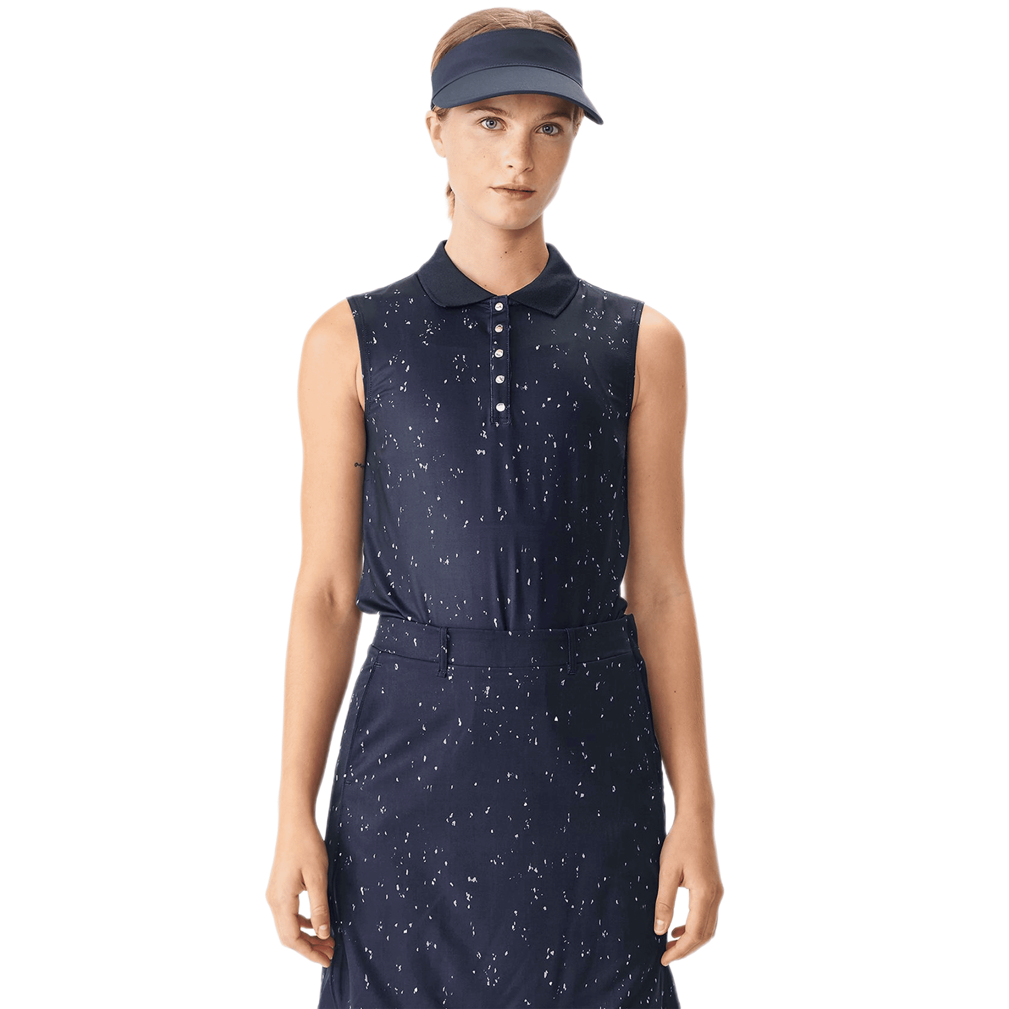 Röhnisch Direction Golf Polo Ärmellos Navyblau/Micro Spot D Damen