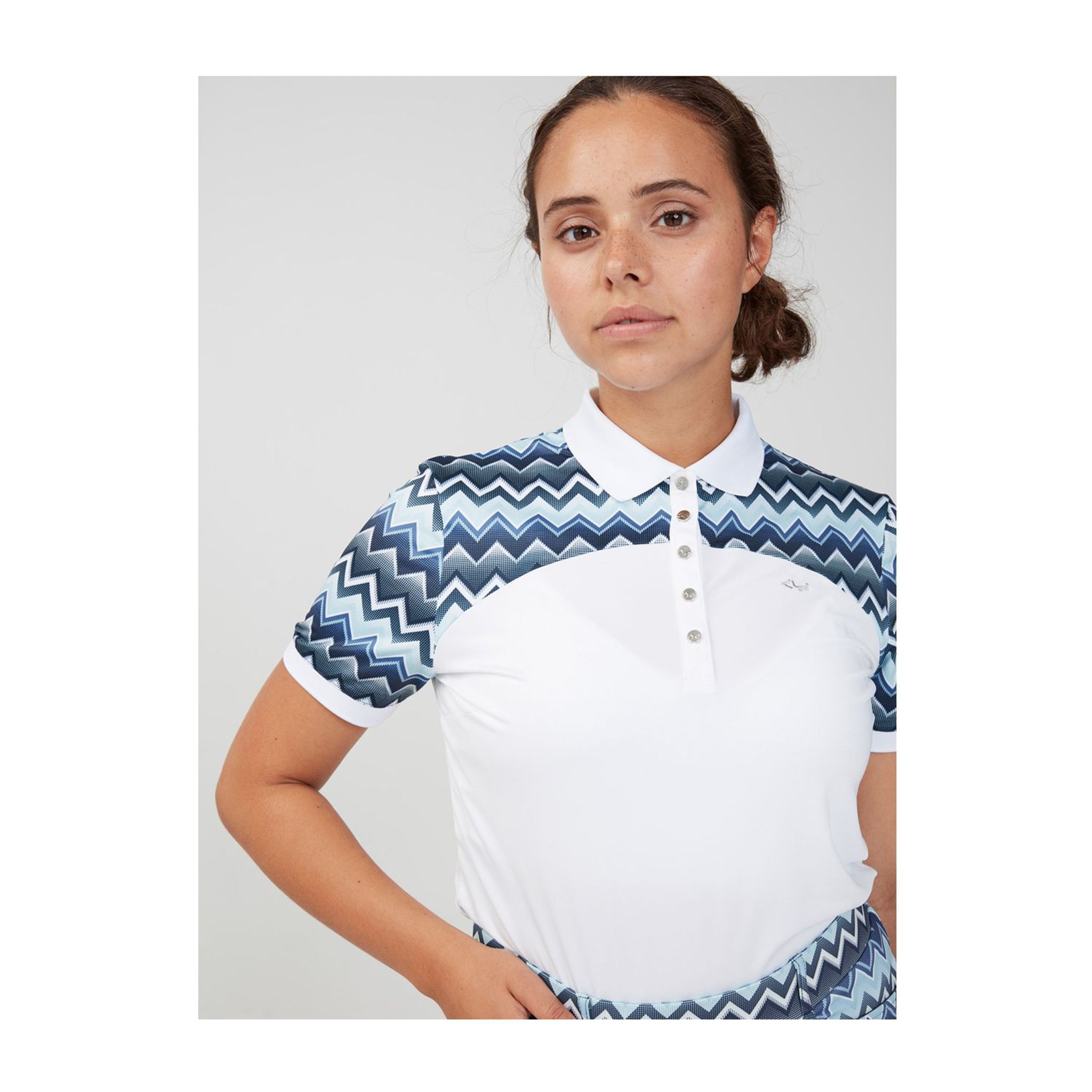 Röhnisch Element Block Polo Zigzag Blue Damen