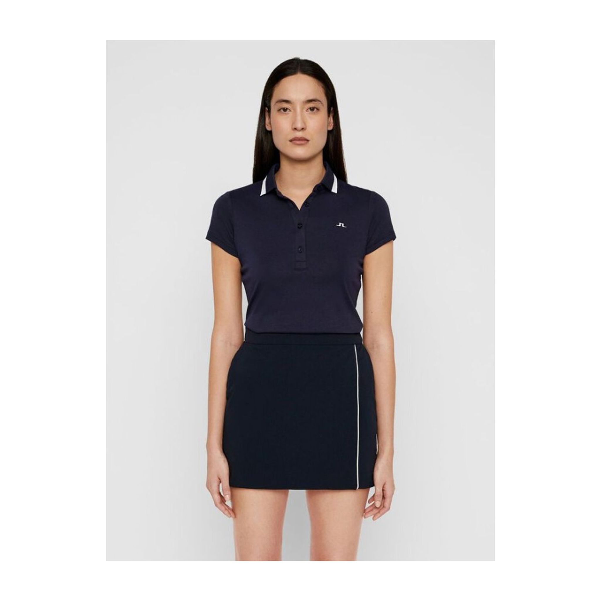 J. Lindeberg W Alve-Cotton Poly Polo Navy Melange Damen