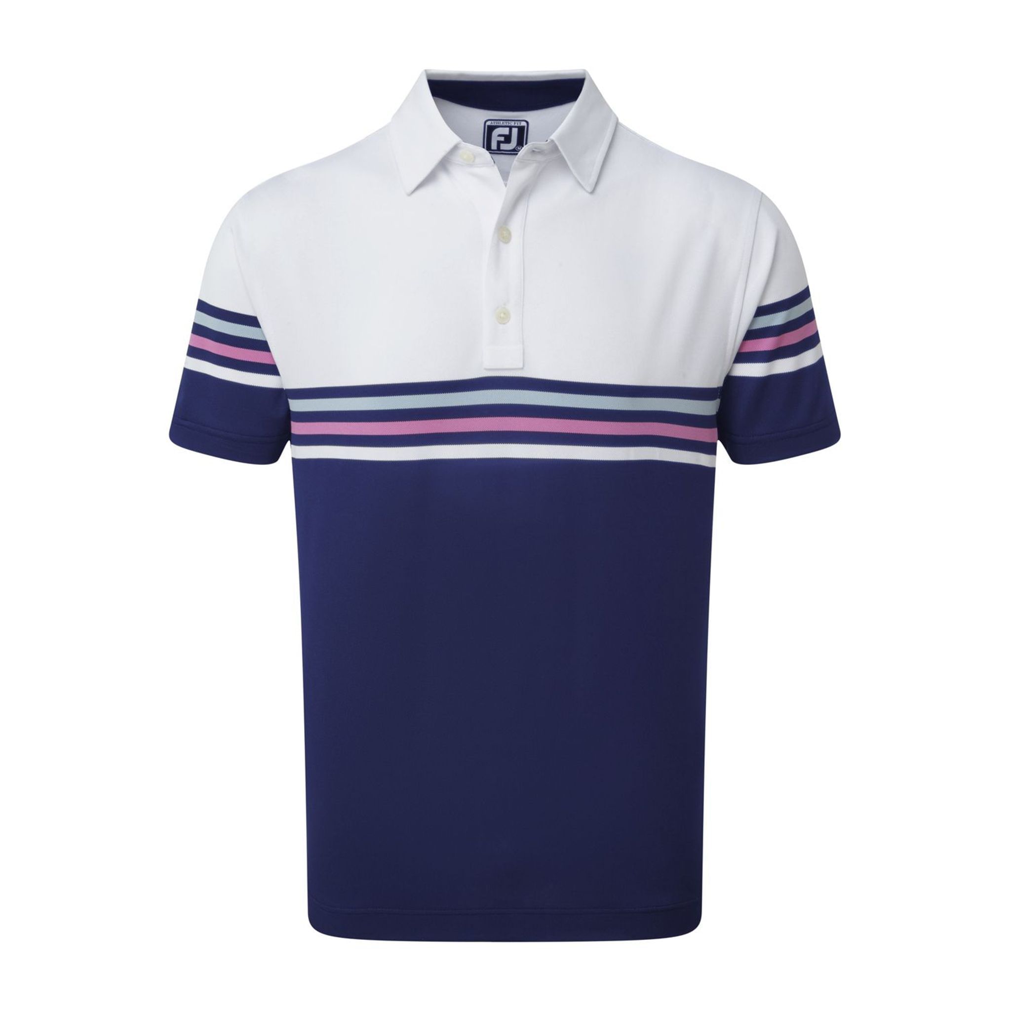 Footjoy M Stretch Pique Colour Block SS Polo White/Navy Herren