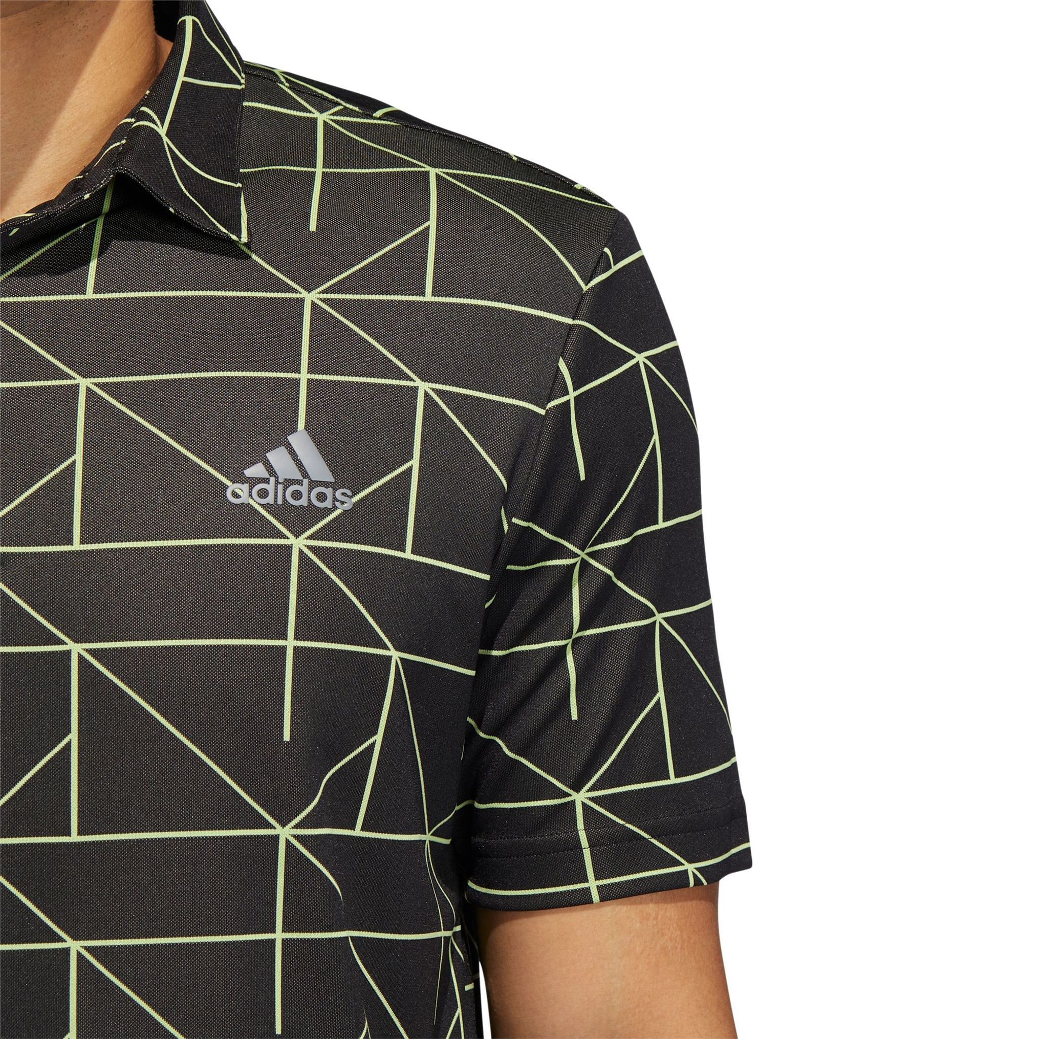 Adidas M Polo Jaquard Lines Schwarz/Pulse Lime Herren