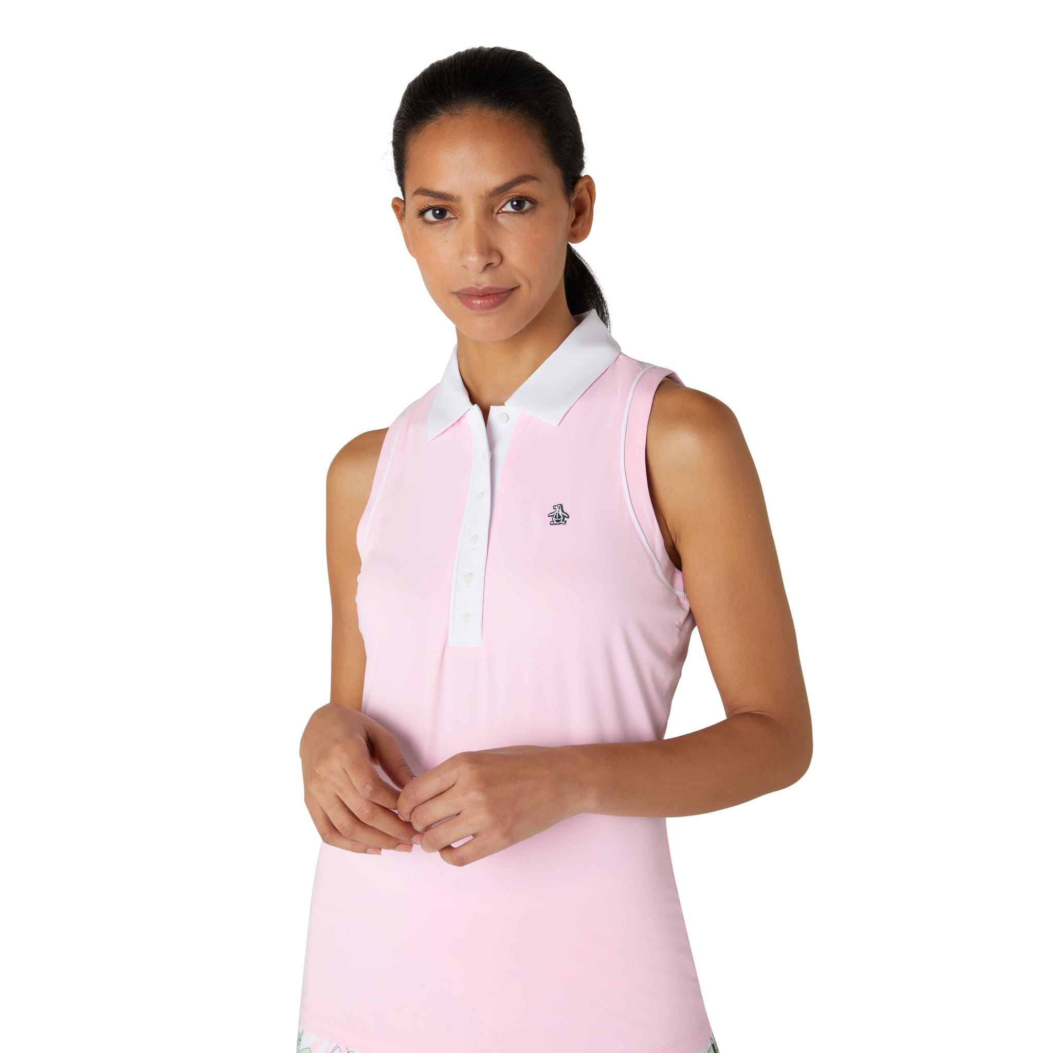 Original Penguin Sleveless Colour Block Meshback Polo Damen