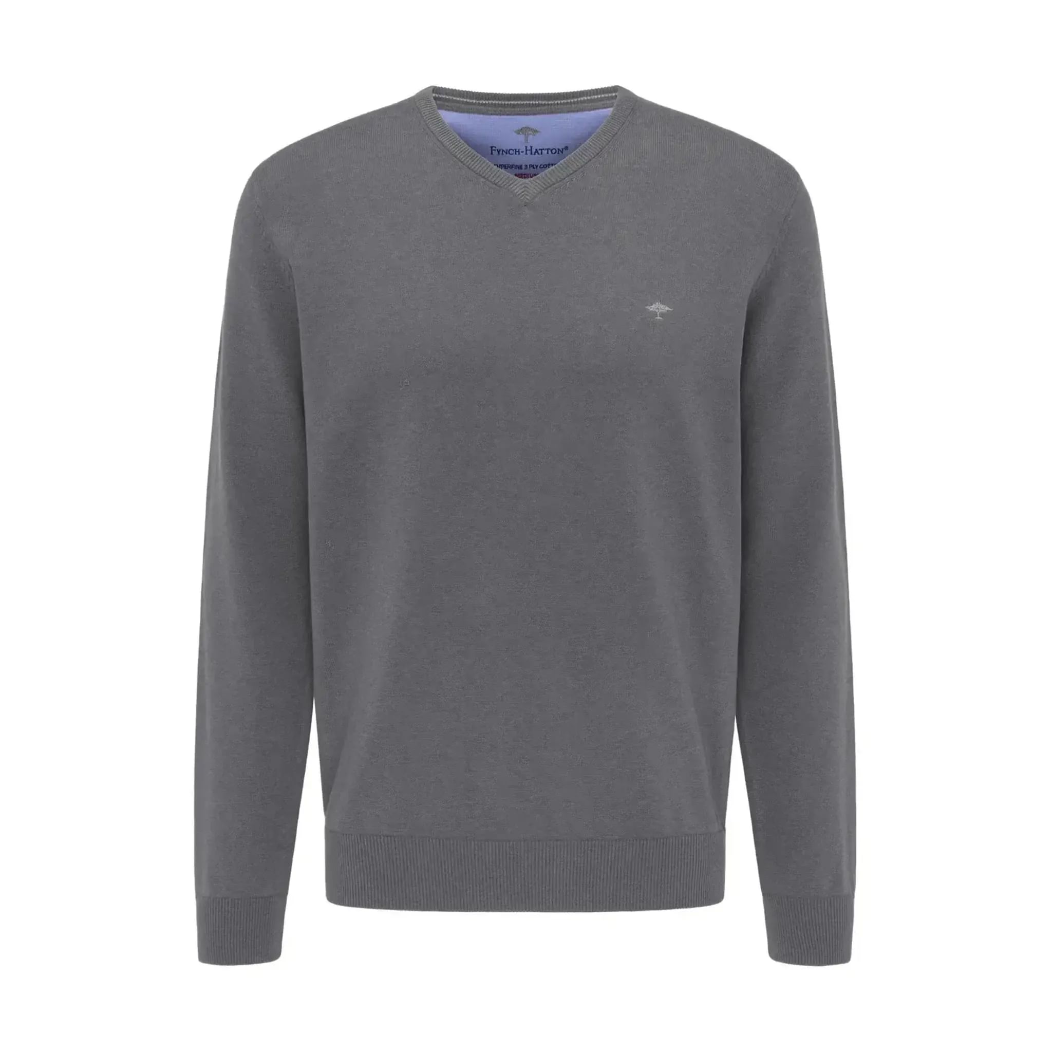 Fynch Hatton V-Neck Pullover HE / Steel / 3XL Herren